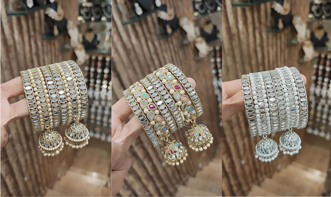 Designer Fancy Jhumar With Stone Bangles Set Wholesale Shop In Surat
